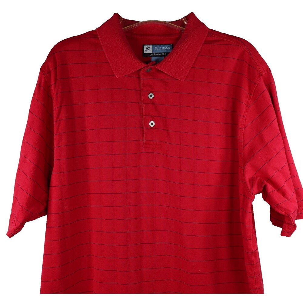 Jos A Bank Leadbetter Golf Polo Shirt Mens Medium Red  Striped 100% Cotton S/S